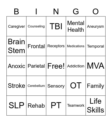Brain Injury Awareness Month Bingo Card