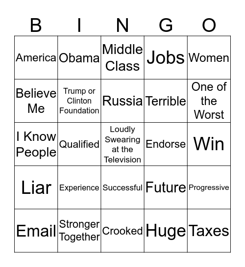 Best Debate Bingo Ever, Just Great Bingo Card