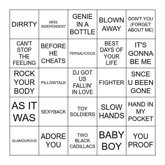 STAR SEARCH Bingo Card