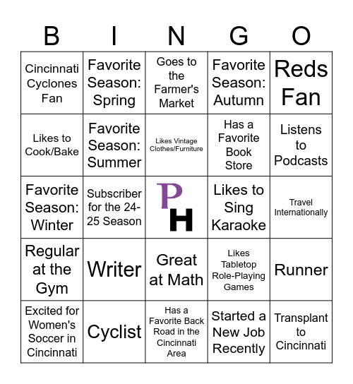 Playhouse Solo Night Bingo Card