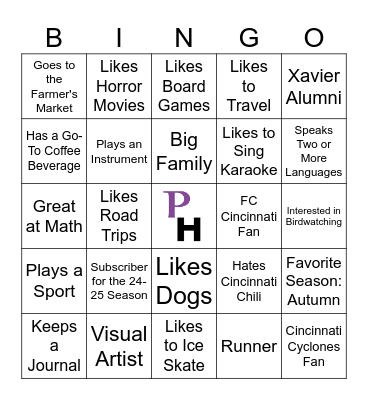 Playhouse Solo Night Bingo Card
