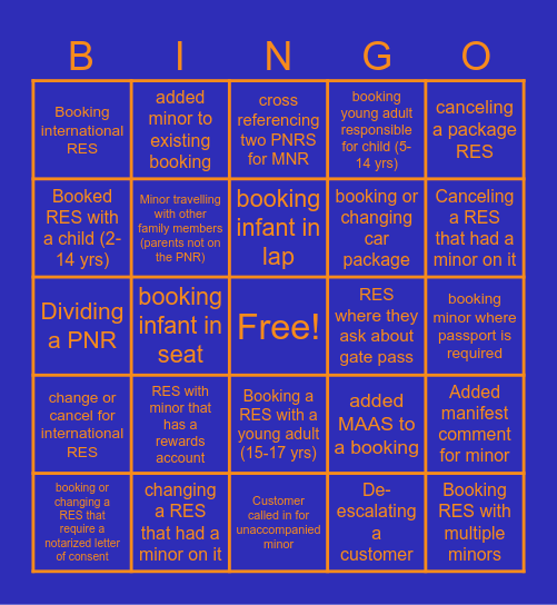 Summer High Call Volume Awareness Bingo Card