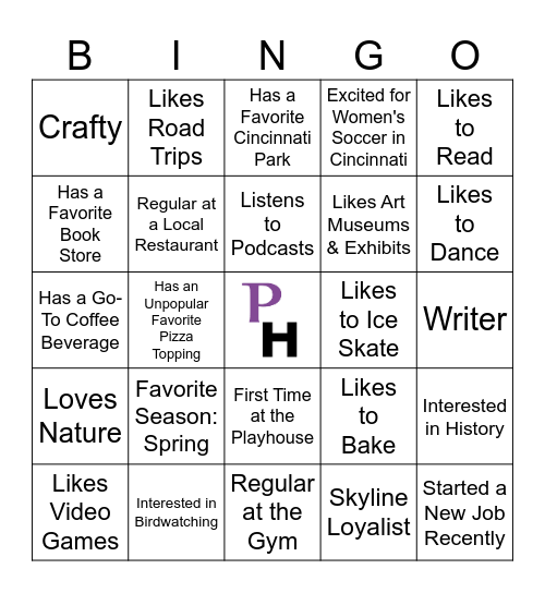 Playhouse Solo Night Bingo Card
