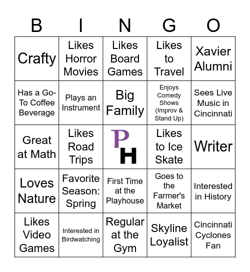 Playhouse Solo Night Bingo Card