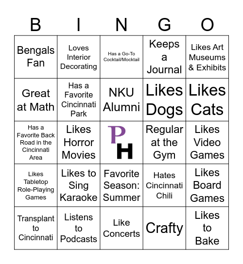 Playhouse Solo Night Bingo Card