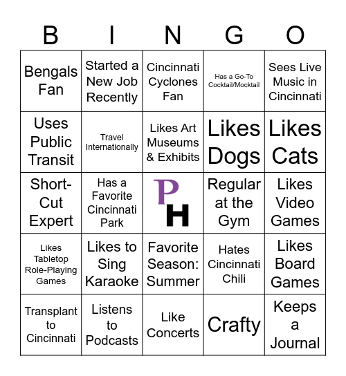 Playhouse Solo Night Bingo Card