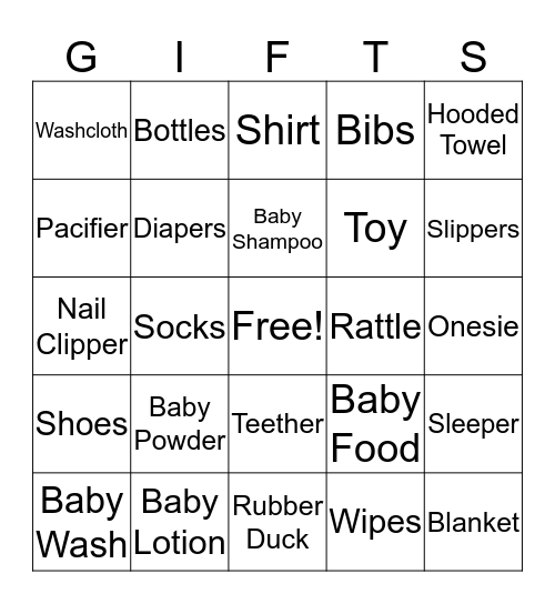 Baby Gift Bingo Card
