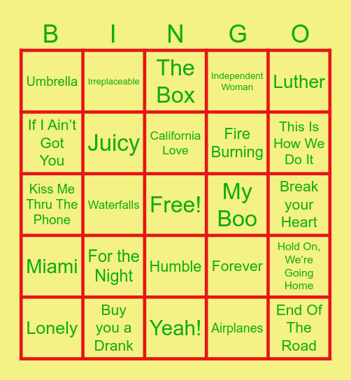 MUSICAL BINGO Card