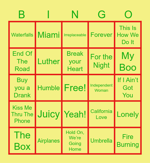MUSICAL BINGO Card