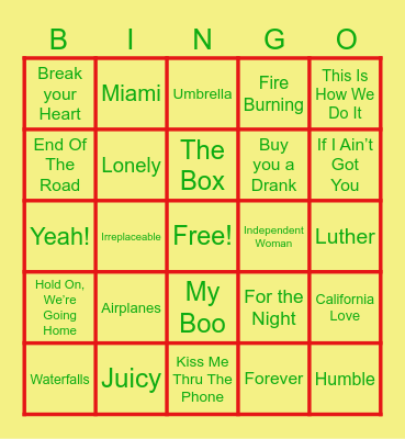MUSICAL BINGO Card