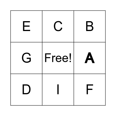 THE ALPHABET Bingo Card
