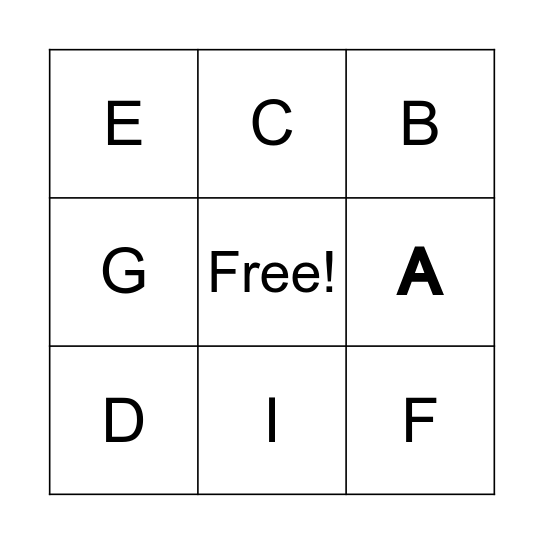 THE ALPHABET Bingo Card