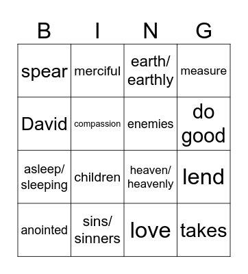 7th Sunday in OT year C Bingo Card
