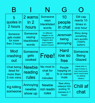 Yoshaverse bingo Card