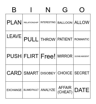 ASL II Test Review Bingo Card