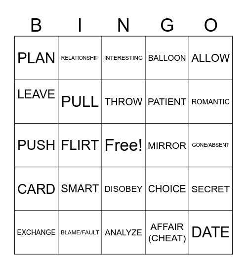 ASL II Test Review Bingo Card
