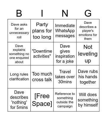 D&D Bingo Card