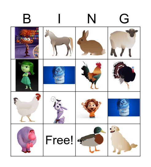 animals & emotions Bingo Card