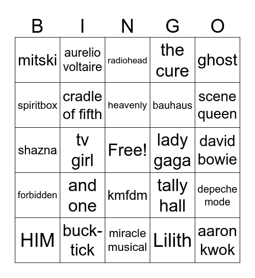 Saff music taste YAYYY Bingo Card