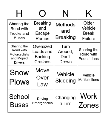 Special Circumstances and Emergencies Bingo Card