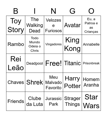 filmes e series Bingo Card