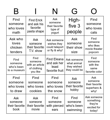 Youth Summit 2025 Bingo Card