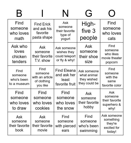 Youth Summit 2025 Bingo Card