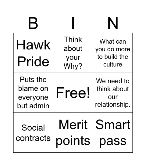 Walkout! Bingo Card