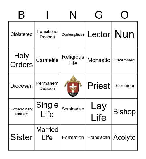 Vocations Bingo Card