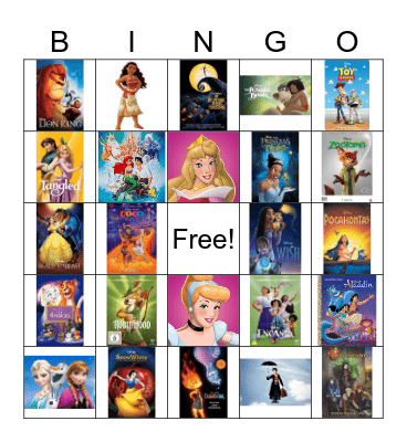 Disney Music Bingo Card