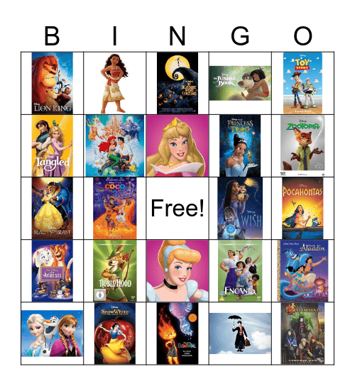 Disney Music Bingo Card