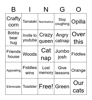 Bubb bingo Card