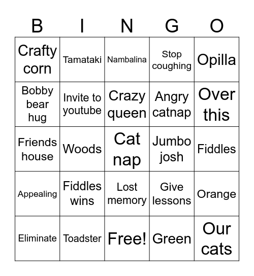 Bubb bingo Card