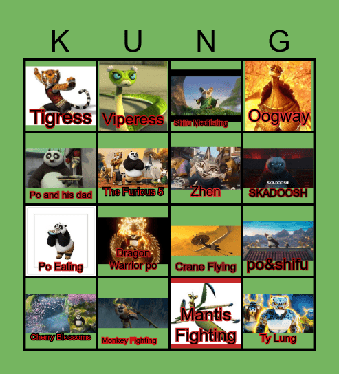Kung Fu Bingo Card