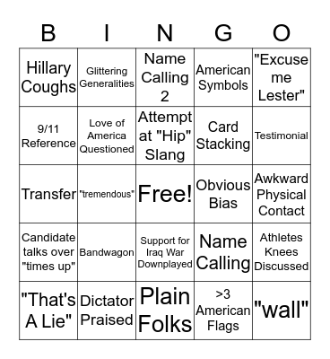 Debate Bingo Card