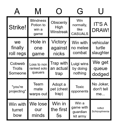 Skywars duels bingo Card