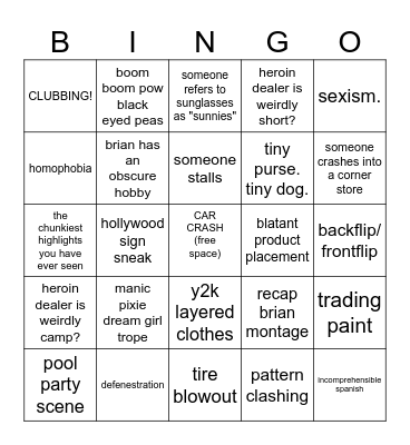 Fast and Furious 4 Bingo Card