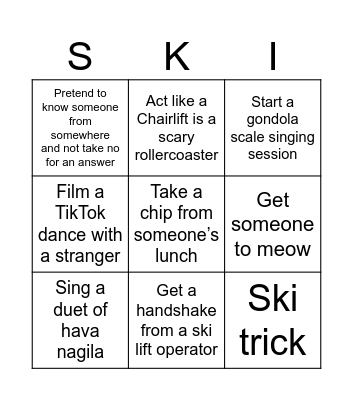 Ski Slayer Bingo V2 Bingo Card