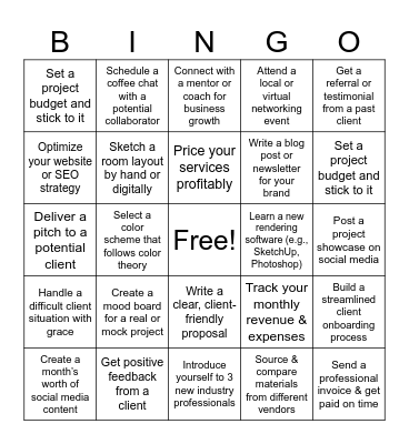 Skills Bingo Card