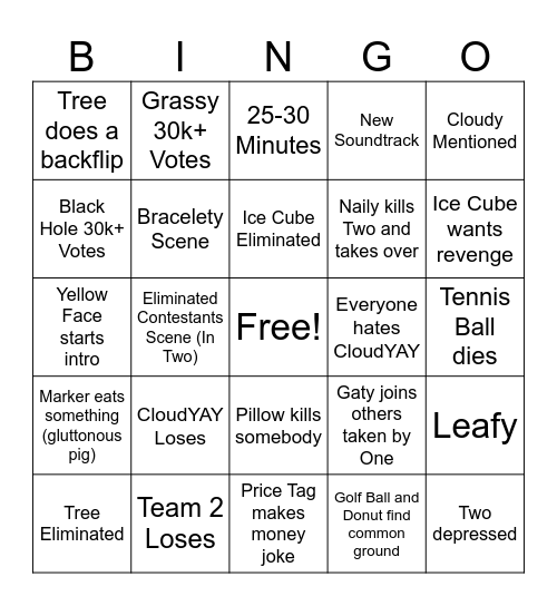 TPOT 16 Bingo Card