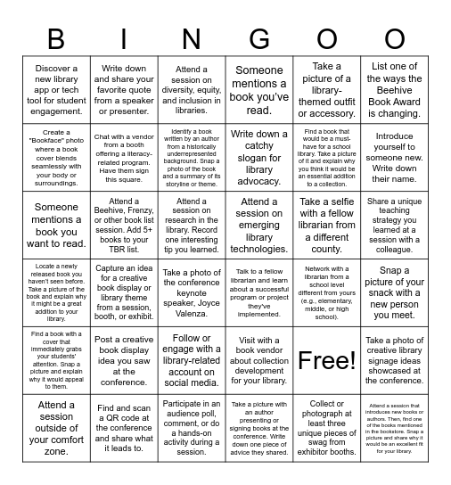 Utah School Library Association Bingo Card