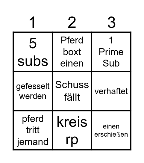 Maxi in RedDead Bingo Card