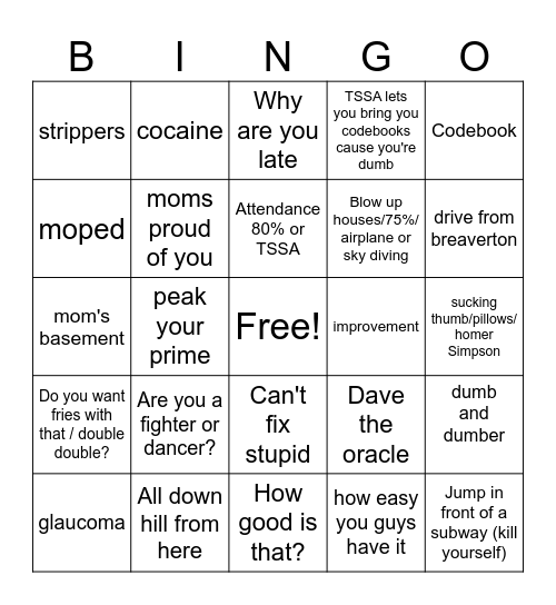 Chris's Lab Class Bingo Card