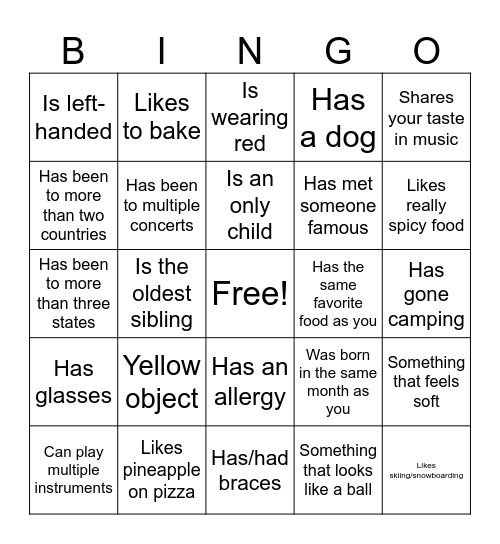 Find Someone Who/Something in the room Bingo Card