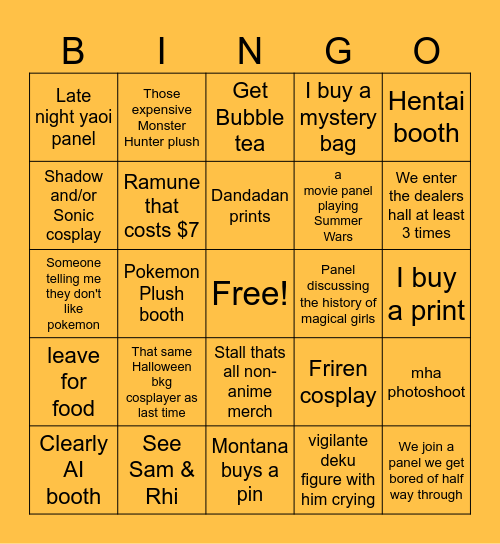 TK's Crossroads Bingo Card