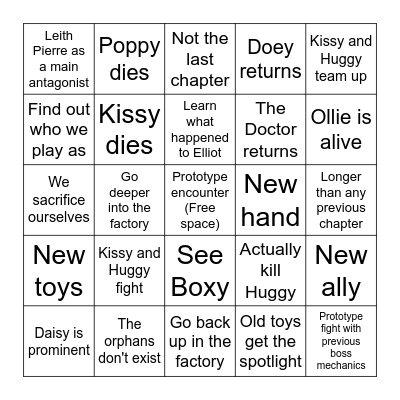 Poppy Playtime Chapter 5 bingo Card