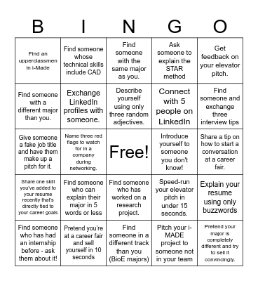 i-MADE Networking Bingo! Bingo Card