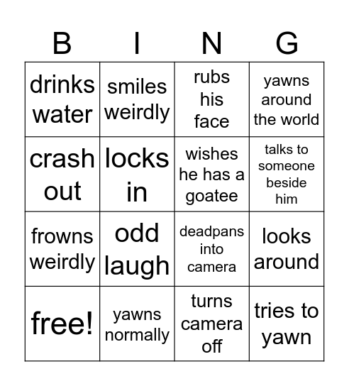 let him cook guy bingo Card