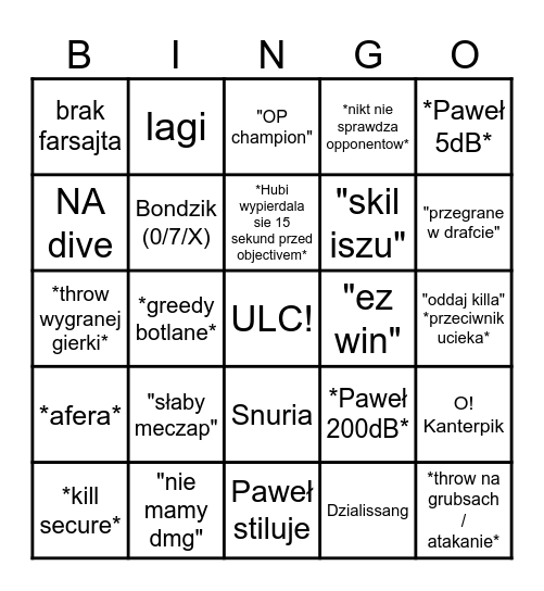 Bingo na clash Bingo Card