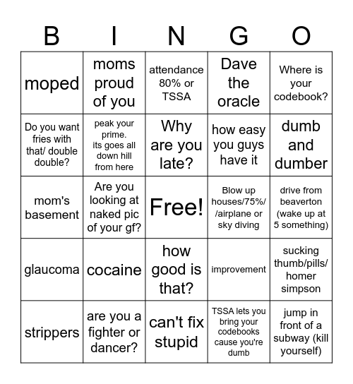 Chris's Lab Class Bingo Card